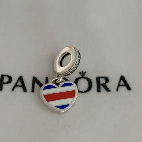 Pandora Costa Rica Flag Exclusive Heart Charm Pendant - Picture 3 of 4